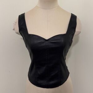 Heartloom Small Black Fitted Bustier Crop Tank Top ~ Party Concert Night Out